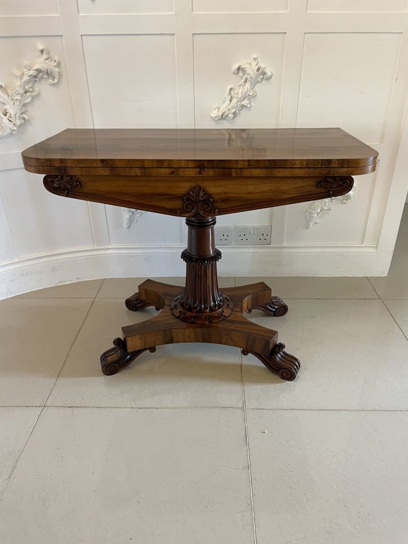 Antique Victorian Quality Carved Rosewood Card/Console Table - Image 6